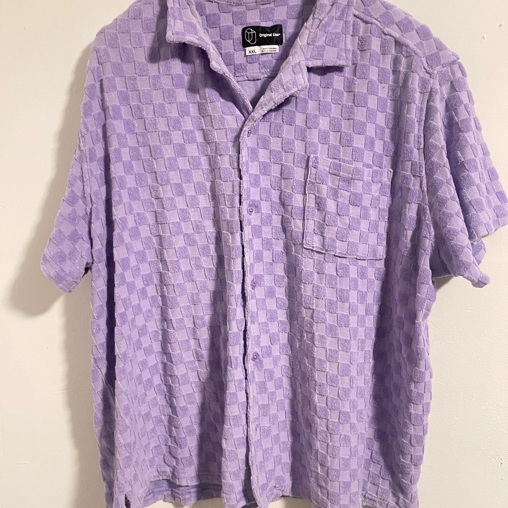 Original Use Lavender Short-Sleeve Textured Button-Down Shirt